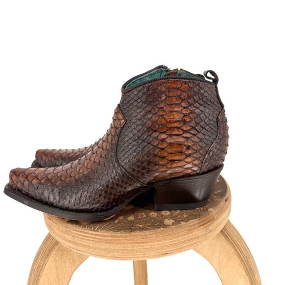 Corral Brown Python Full Exotic Ankle Boots Size 8.5 - Picture 13 of 16